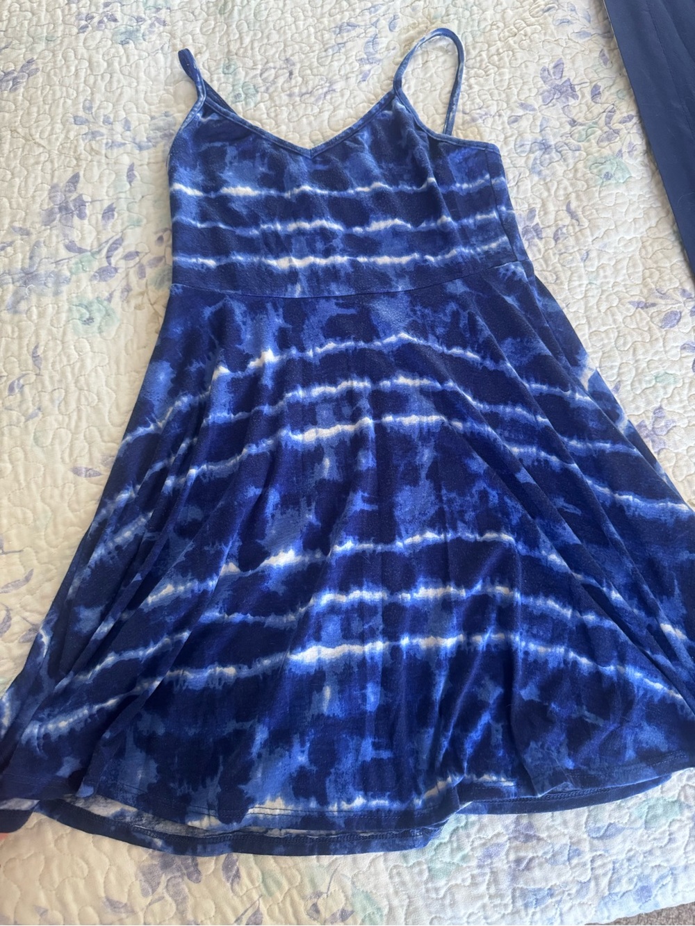 Joe Boxer Blue Tie-Dye Spaghetti Strap Mini Dress
